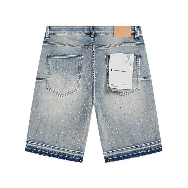 Purple Brand Rhinestone Cross Denim Shorts — back