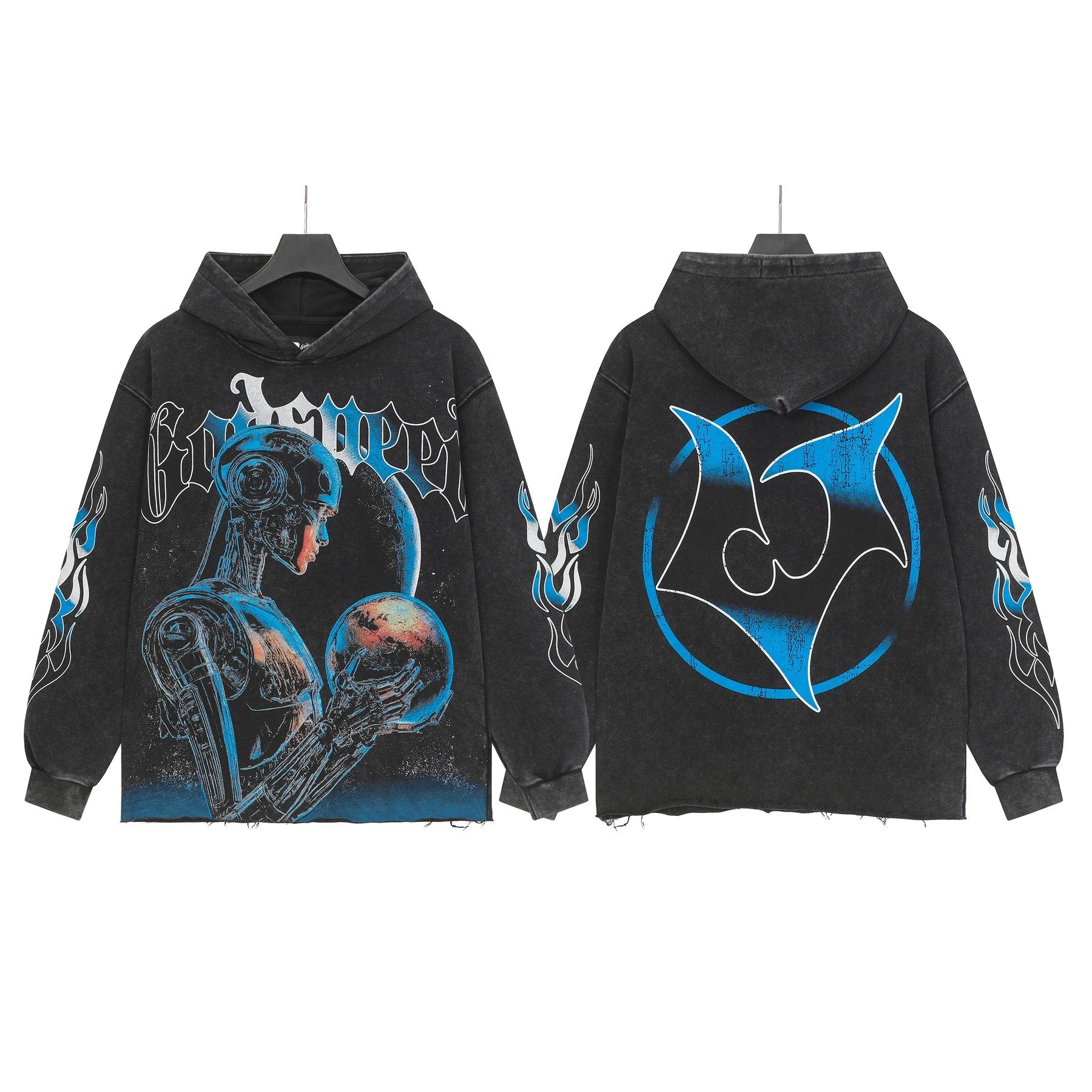 Godspeed Robot Skull Flame Graphic Hoodie — hero