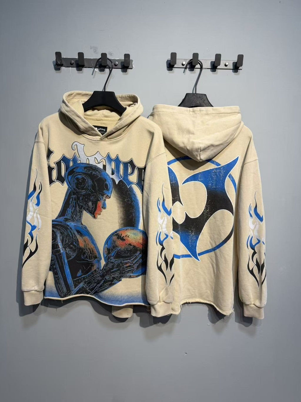 Godspeed Robot Skull Flame Graphic Hoodie — context