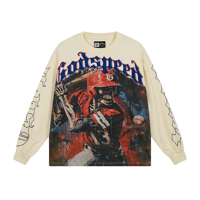 Godspeed Baseball Skeleton Graphic Long-Sleeve T-Shirt — hero