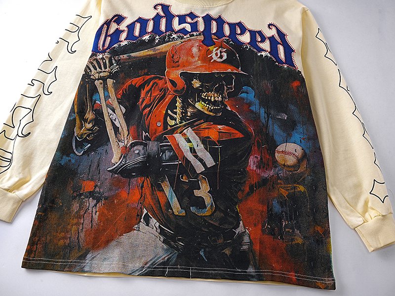 Godspeed Baseball Skeleton Graphic Long-Sleeve T-Shirt — detail