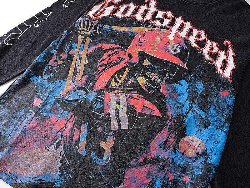 Godspeed Baseball Skeleton Graphic Long-Sleeve T-Shirt — detail