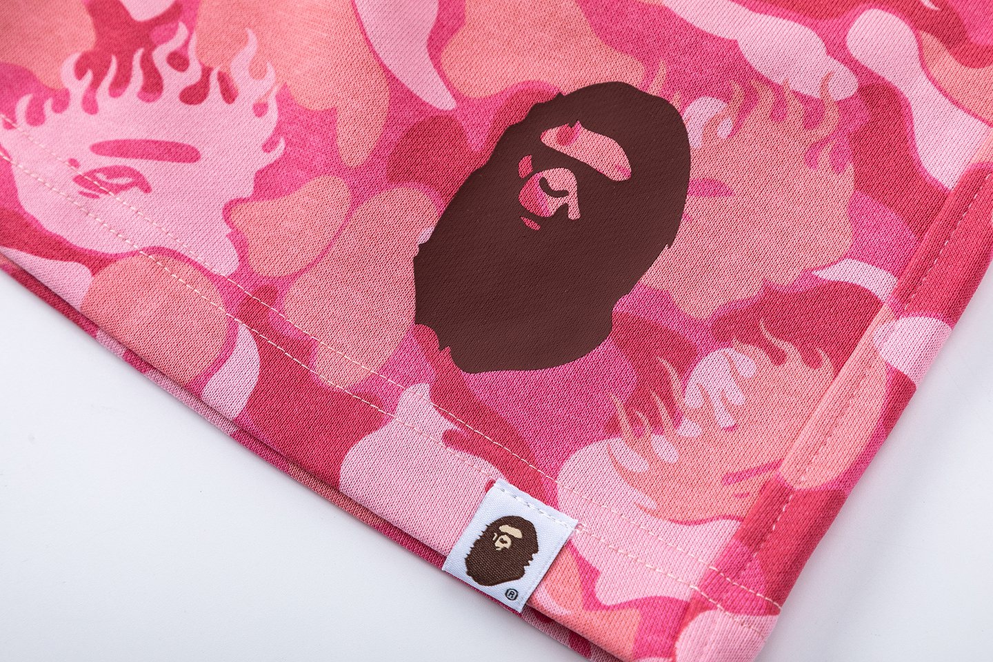 BAPE Camouflage Ape-Head Graphic Shorts — detail