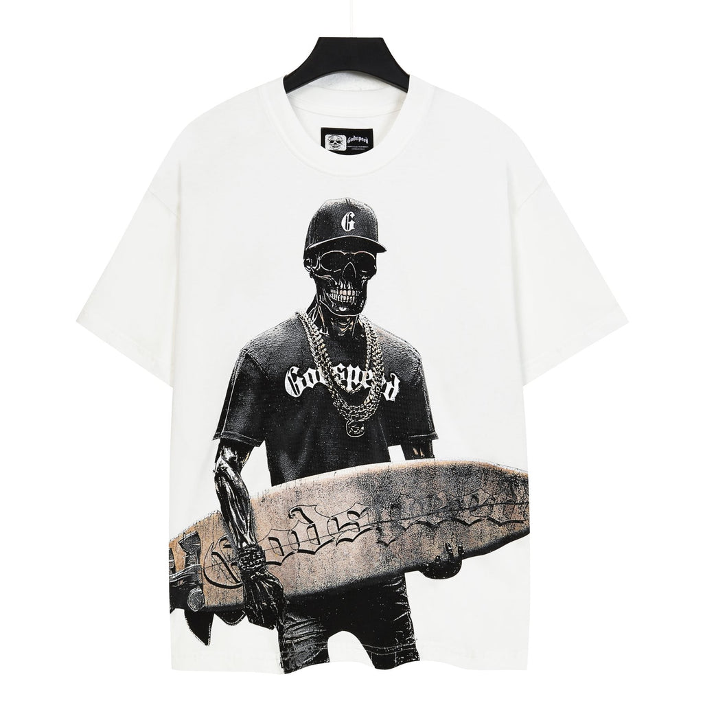 Godspeed Skull Surfer Graphic T-Shirt — front