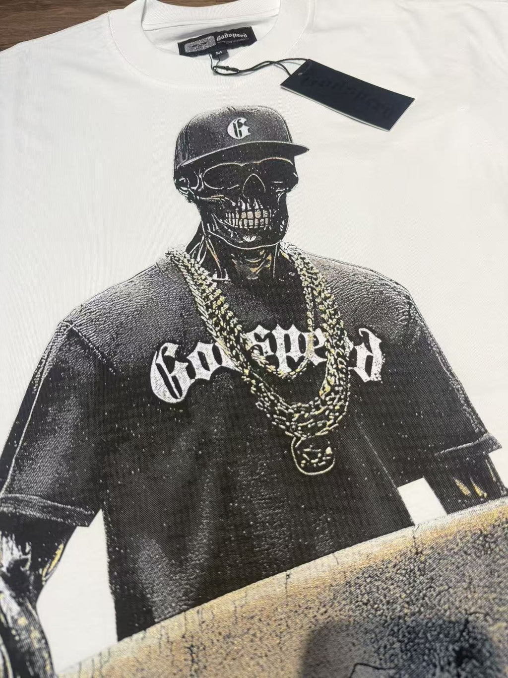 Godspeed Skull Surfer Graphic T-Shirt — detail