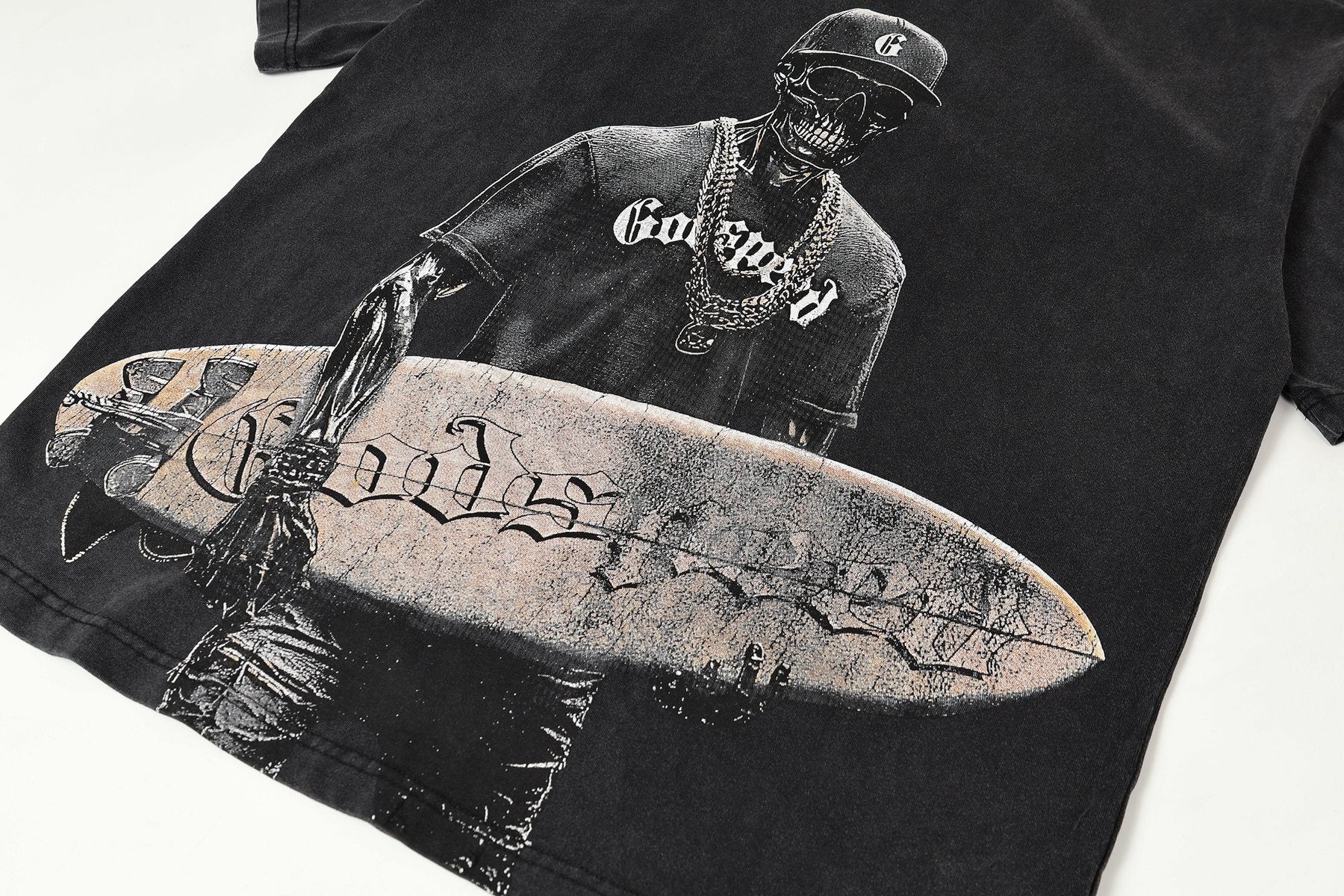 Godspeed Skull Surfer Graphic T-Shirt — detail