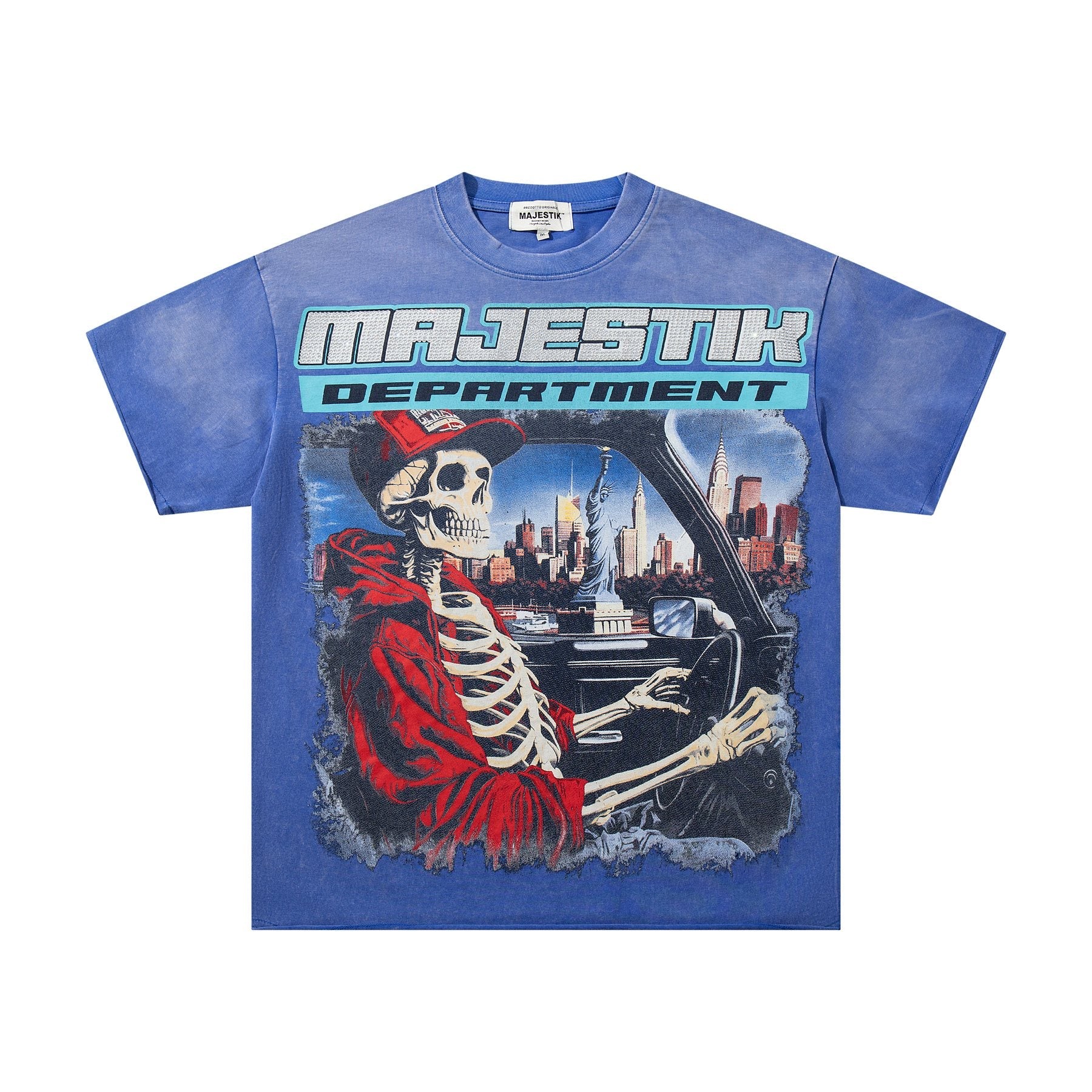 MAJESTIK Skeleton Driver Graphic T-Shirt — front
