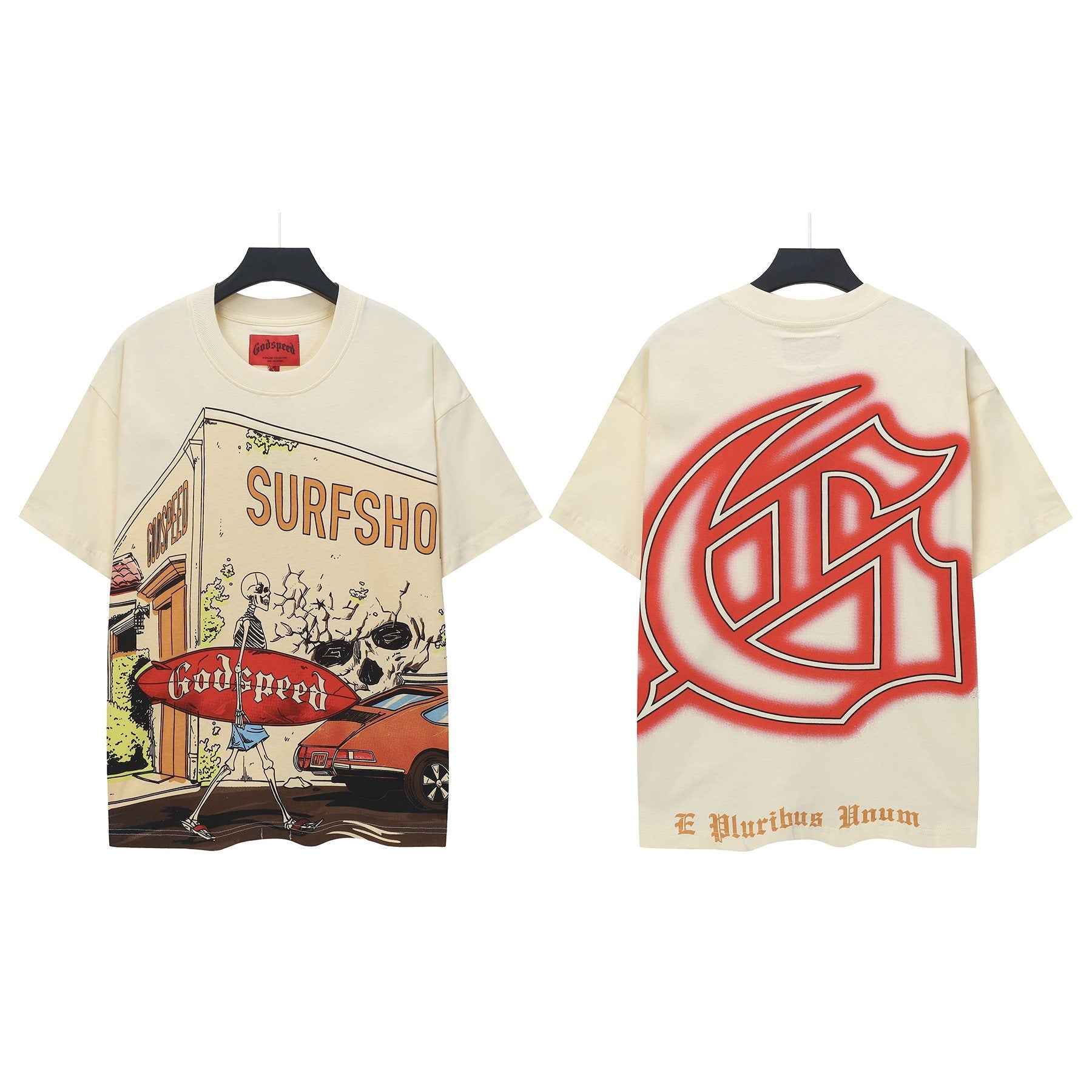 Godspeed Surfshop Street Scene Graphic T-Shirt — hero