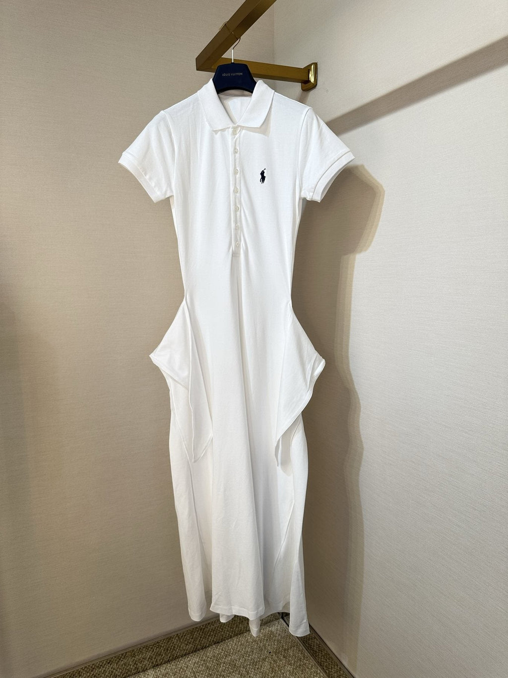 Test2-Ralph Lauren White Tie-Waist Polo Dress — front