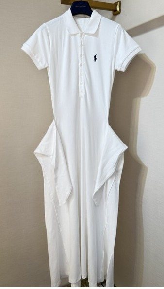 Test2-Ralph Lauren White Tie-Waist Polo Dress — front