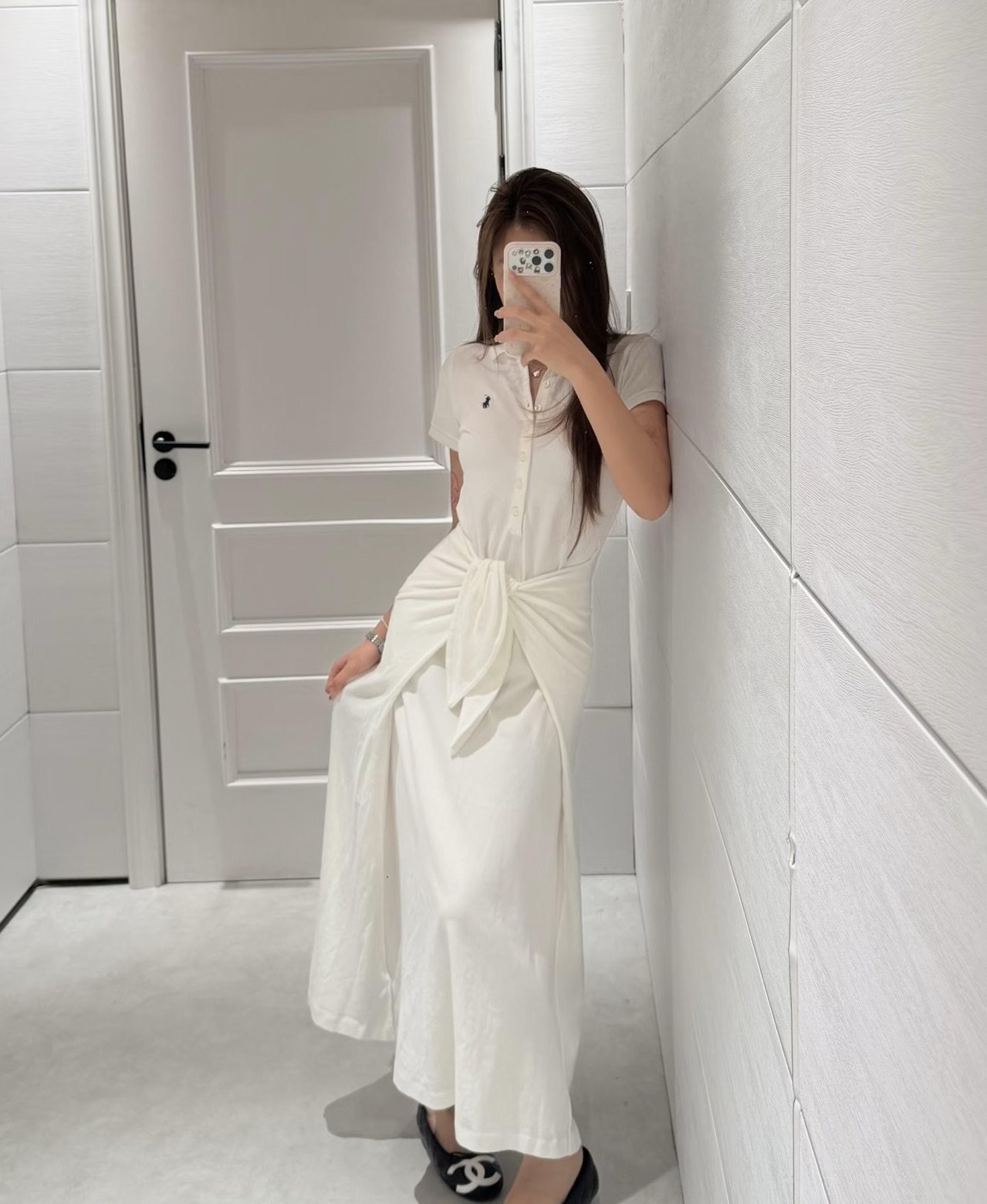 Test2-Ralph Lauren White Tie-Waist Polo Dress — hero