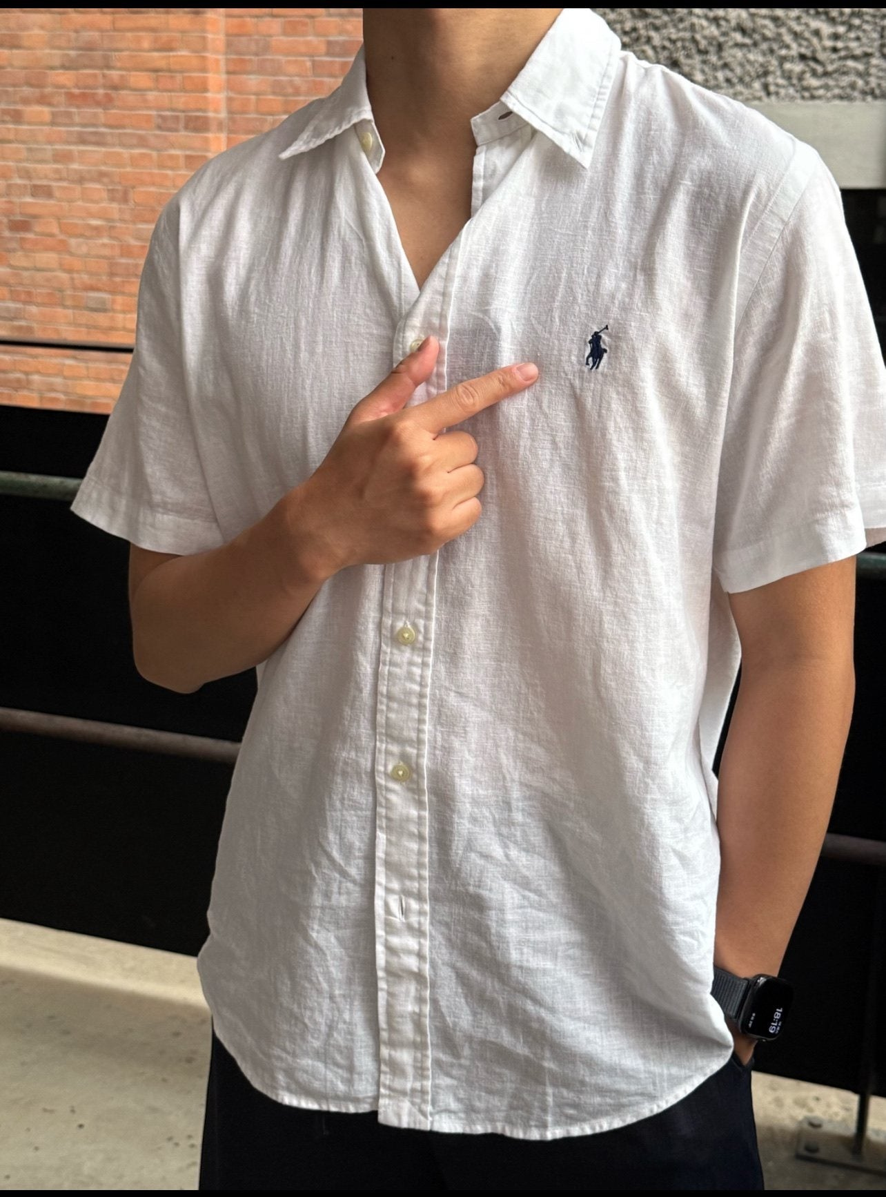 Test2-Ralph Lauren Ivory Linen Short-Sleeve Button-Front Shirt — hero