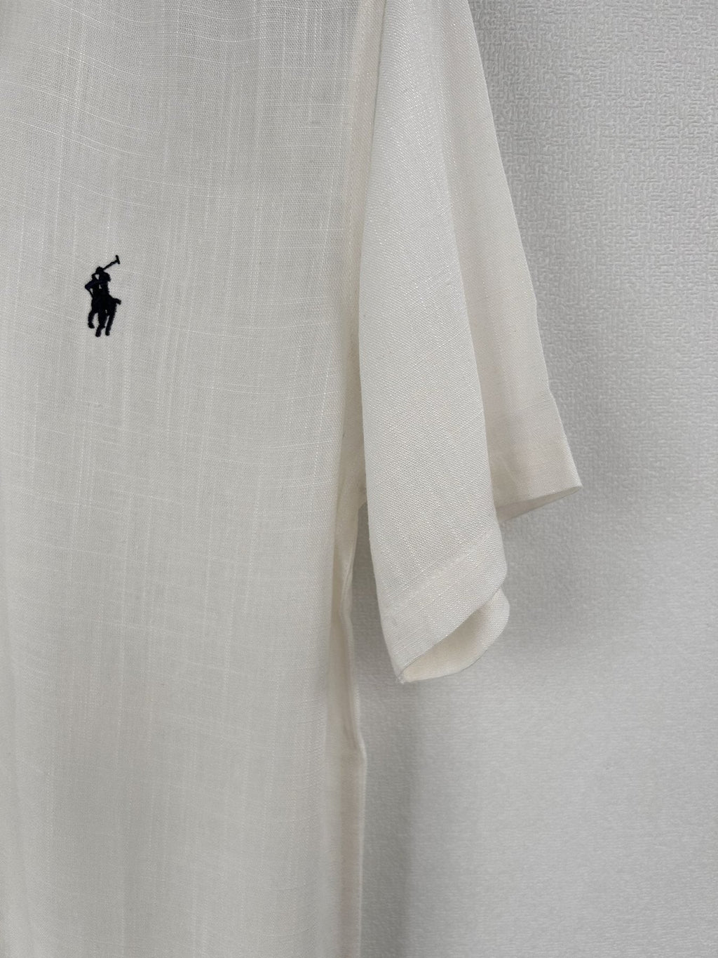 Test2-Ralph Lauren Ivory Linen Short-Sleeve Button-Front Shirt — detail