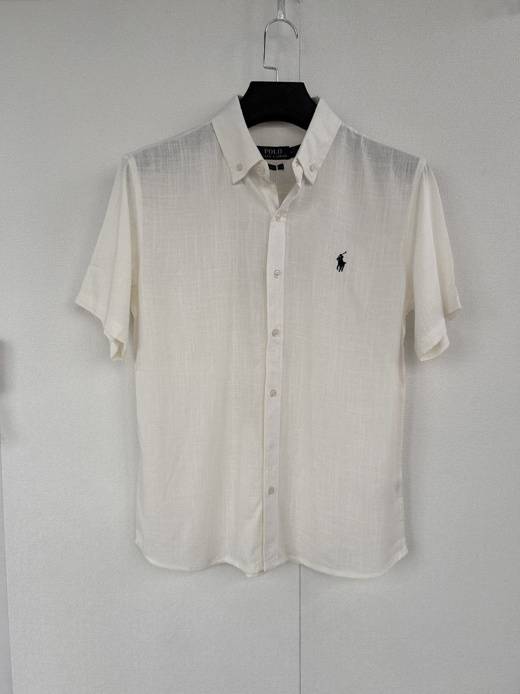 Test2-Ralph Lauren Ivory Linen Short-Sleeve Button-Front Shirt — front