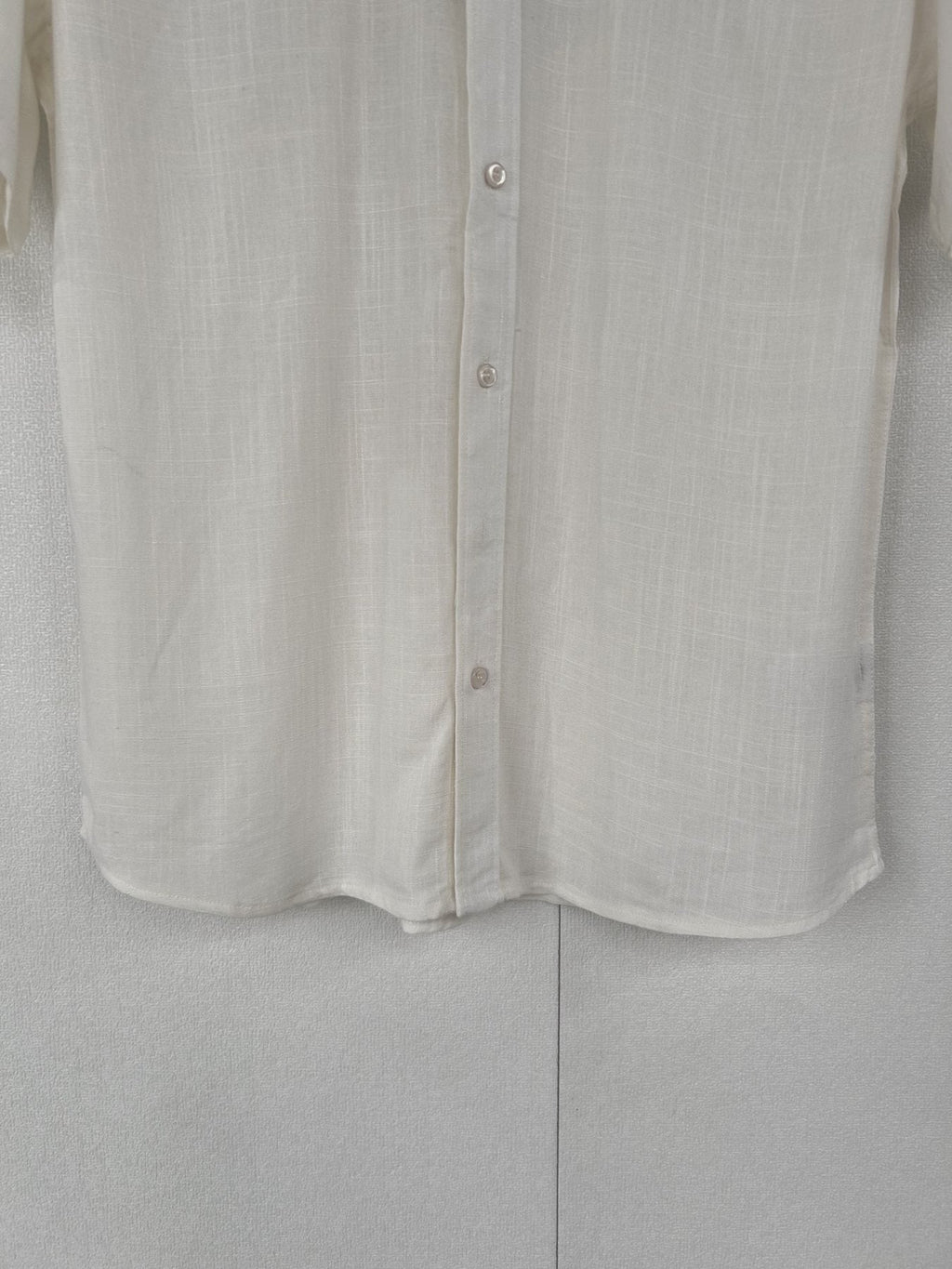 Test2-Ralph Lauren Ivory Linen Short-Sleeve Button-Front Shirt — detail