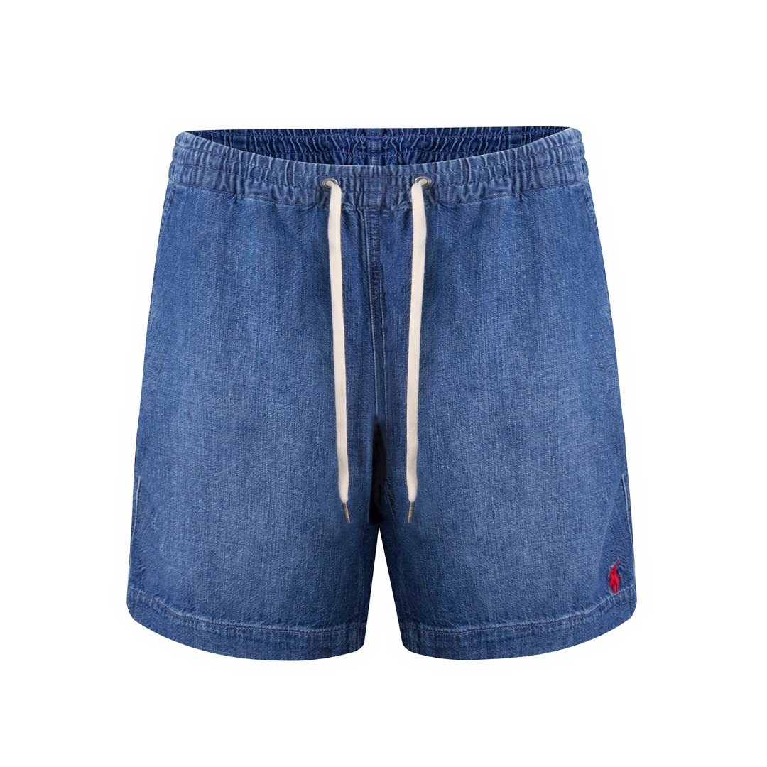 Test2-Ralph Lauren Washed Blue Drawstring Denim Shorts — hero