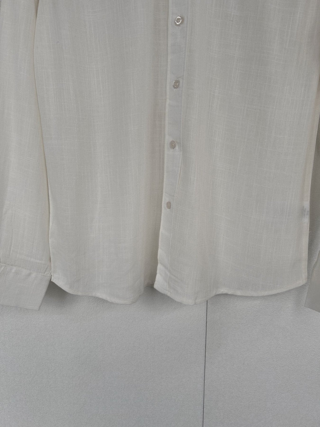 Test2-Ralph Lauren Ivory White Linen Long-Sleeve Shirt — detail