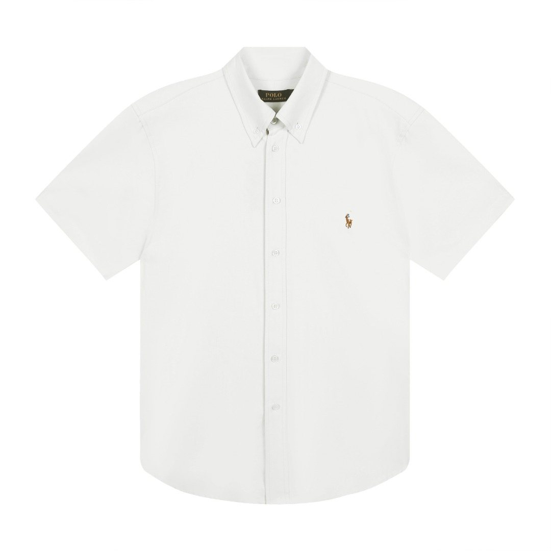 Test2-Ralph Lauren Cotton Oxford Short-Sleeve Button-Down Shirt — front