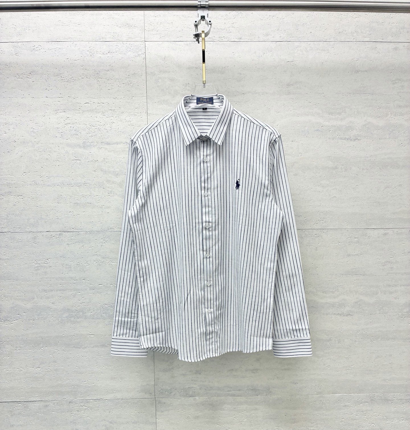 Test2-Ralph Lauren Striped Embroidered Long-Sleeve Button-Up Shirt — front