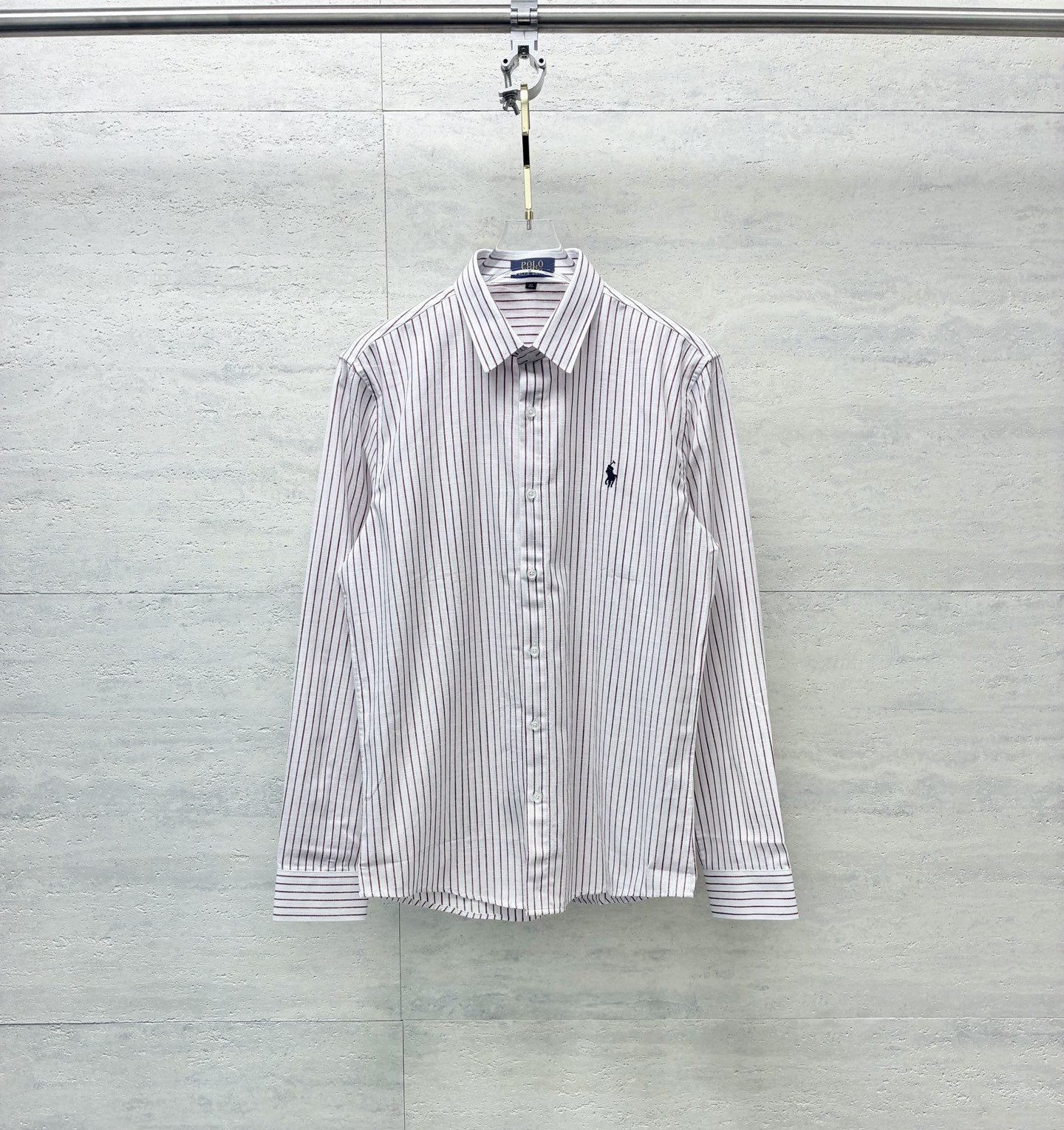 Test2-Ralph Lauren Striped Embroidered Long-Sleeve Button-Up Shirt — front