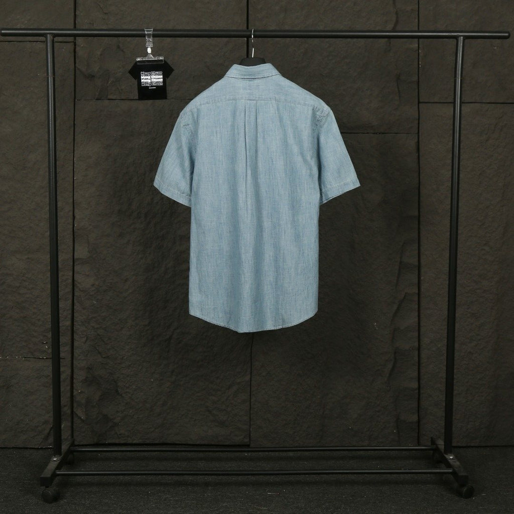Test2-Ralph Lauren Slub Denim Short-Sleeve Button-Up Shirt — back