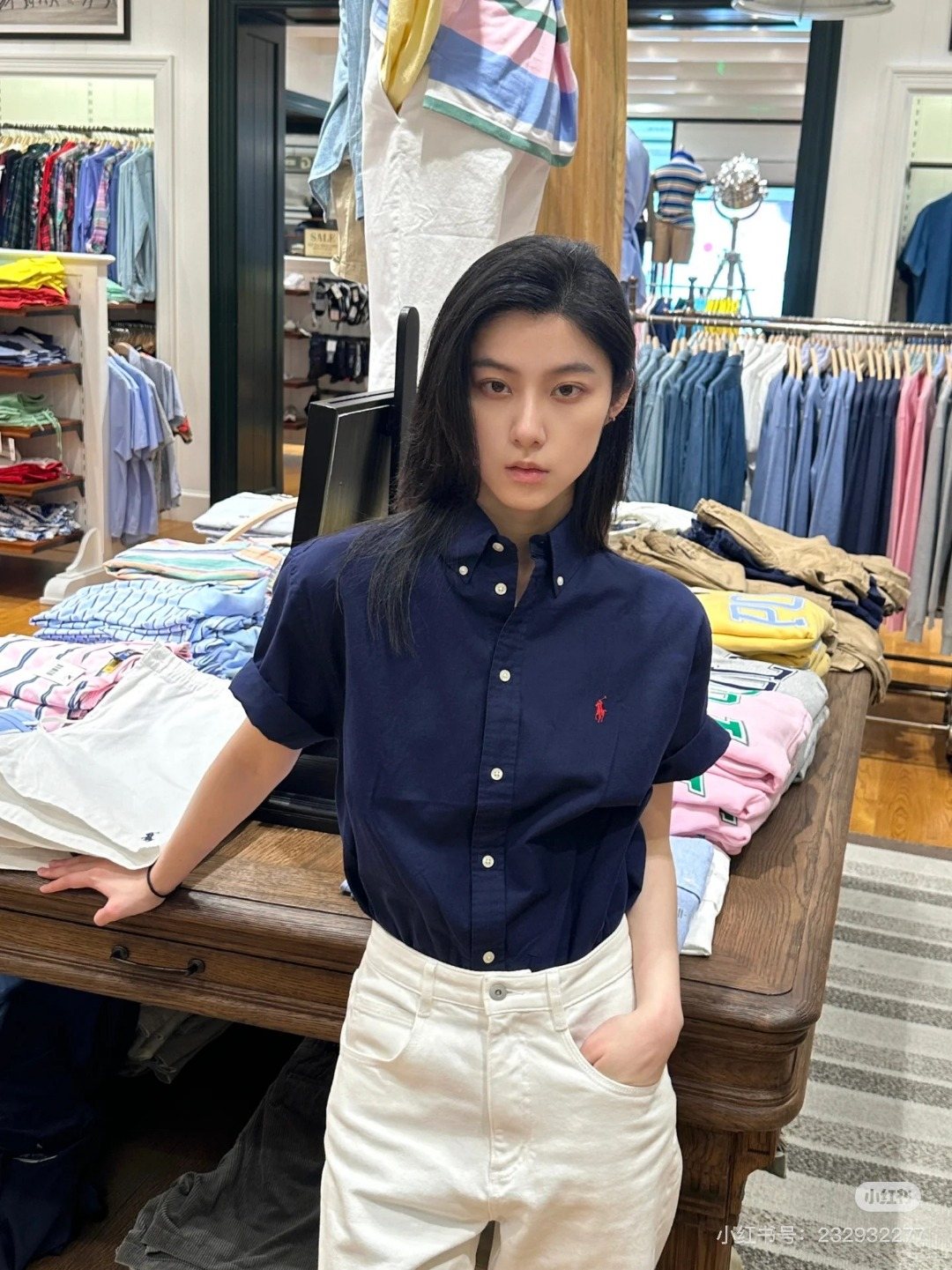 Test2-Ralph Lauren Oxford Short-Sleeve Button-Front Shirt — model