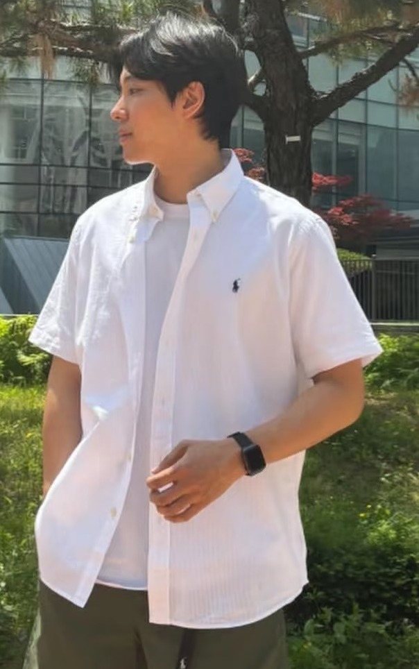 Test2-Ralph Lauren Oxford Short-Sleeve Button-Front Shirt — front