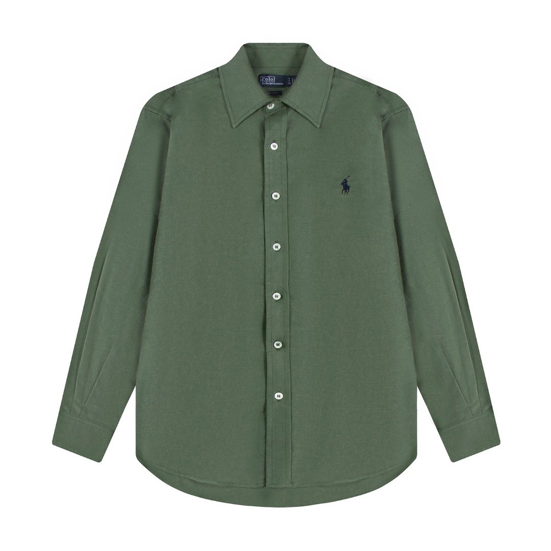 Test2-Ralph Lauren Embroidered Cotton-Blend Slub Linen Long-Sleeve Shirt — front
