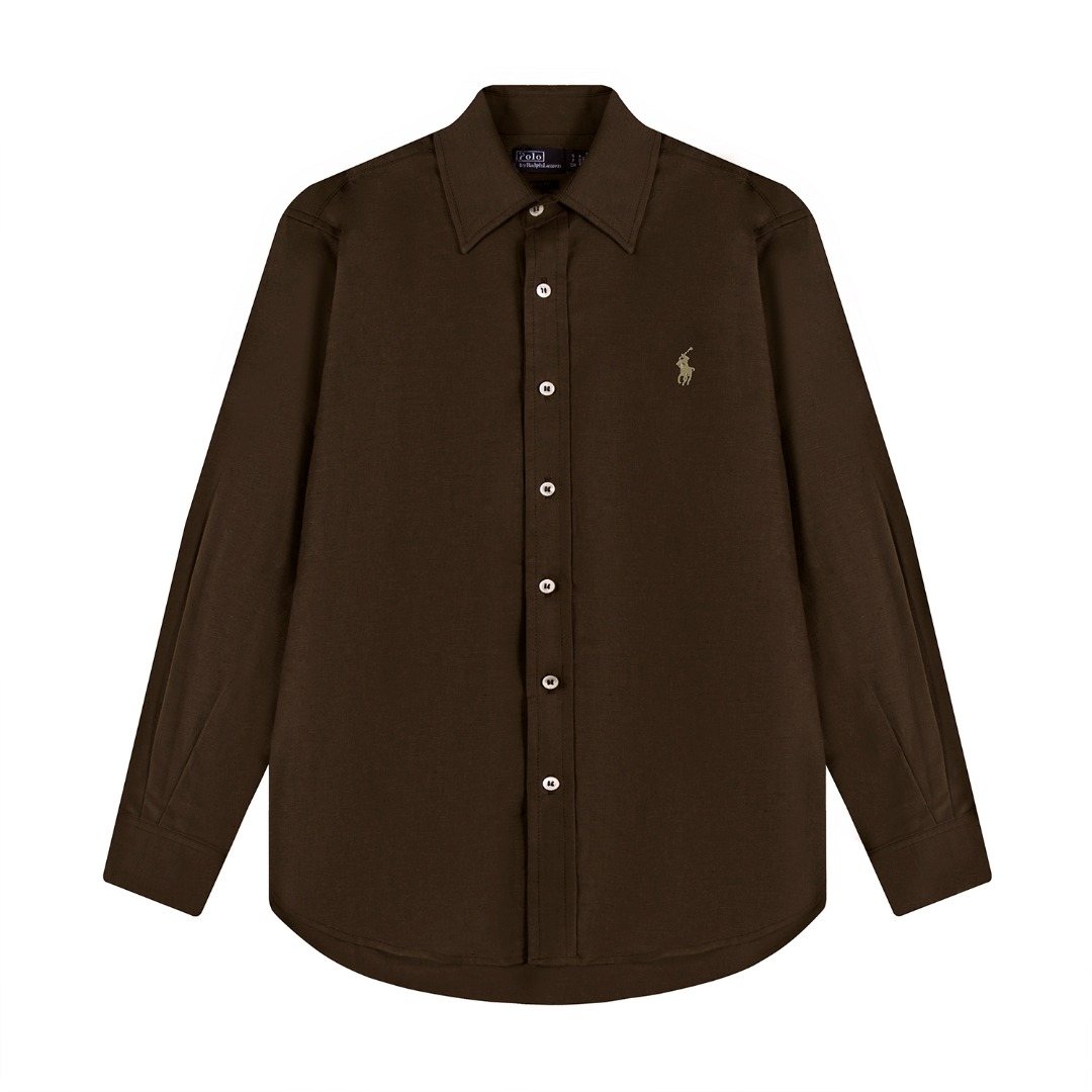 Test2-Ralph Lauren Embroidered Cotton-Blend Slub Linen Long-Sleeve Shirt — front