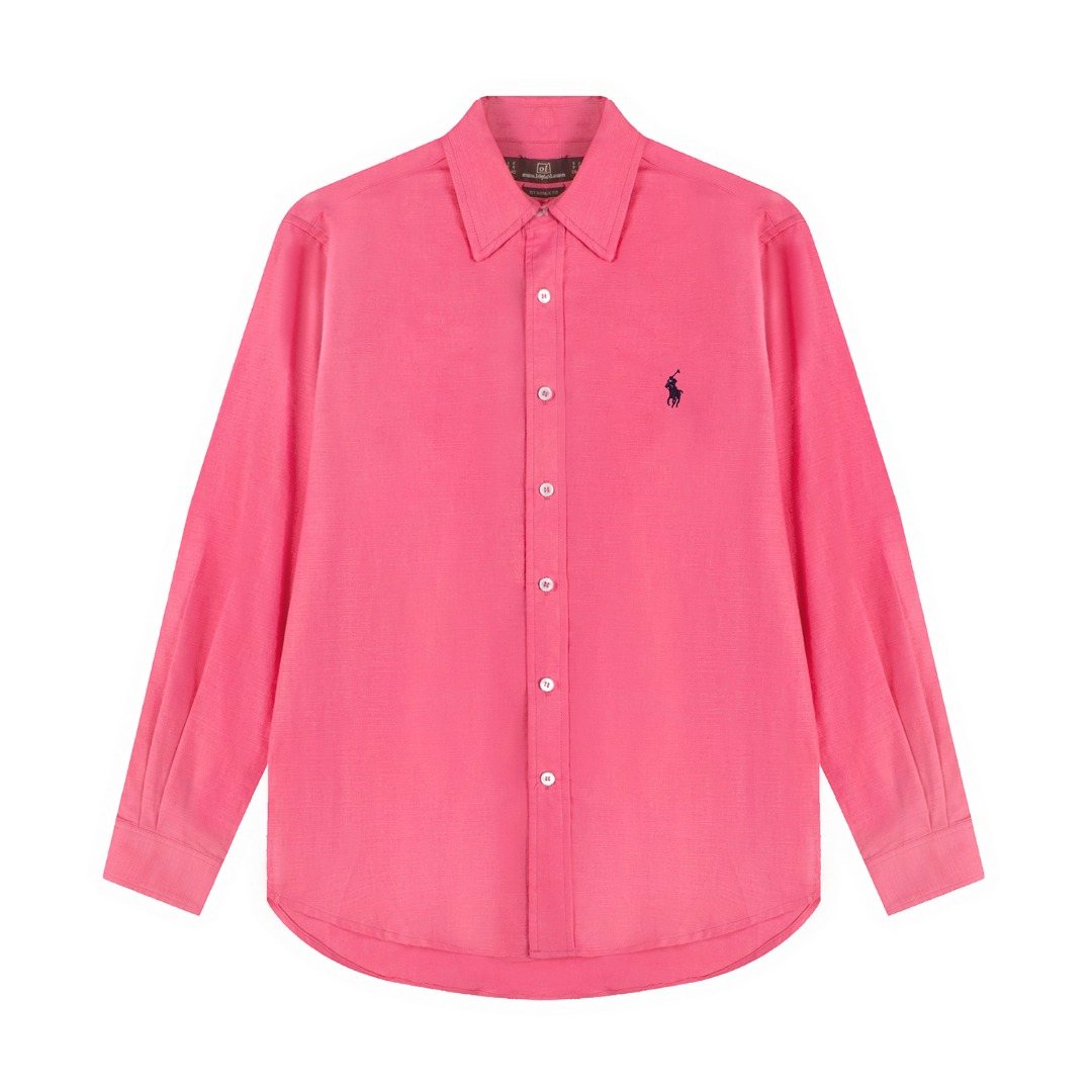 Test2-Ralph Lauren Embroidered Cotton-Blend Slub Linen Long-Sleeve Shirt — front