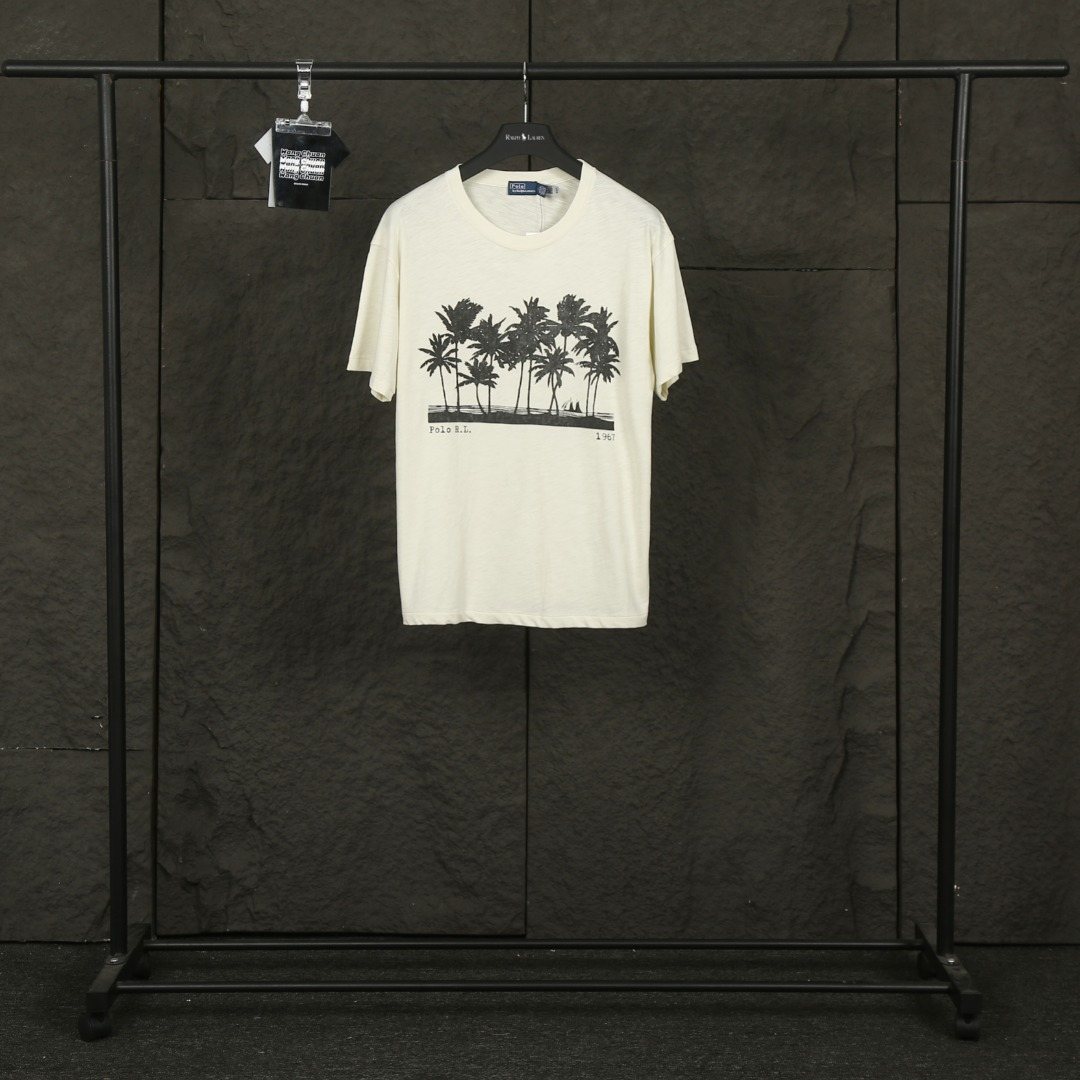 Test2-Ralph Lauren Palm Tree Slub Cotton T-Shirt — front