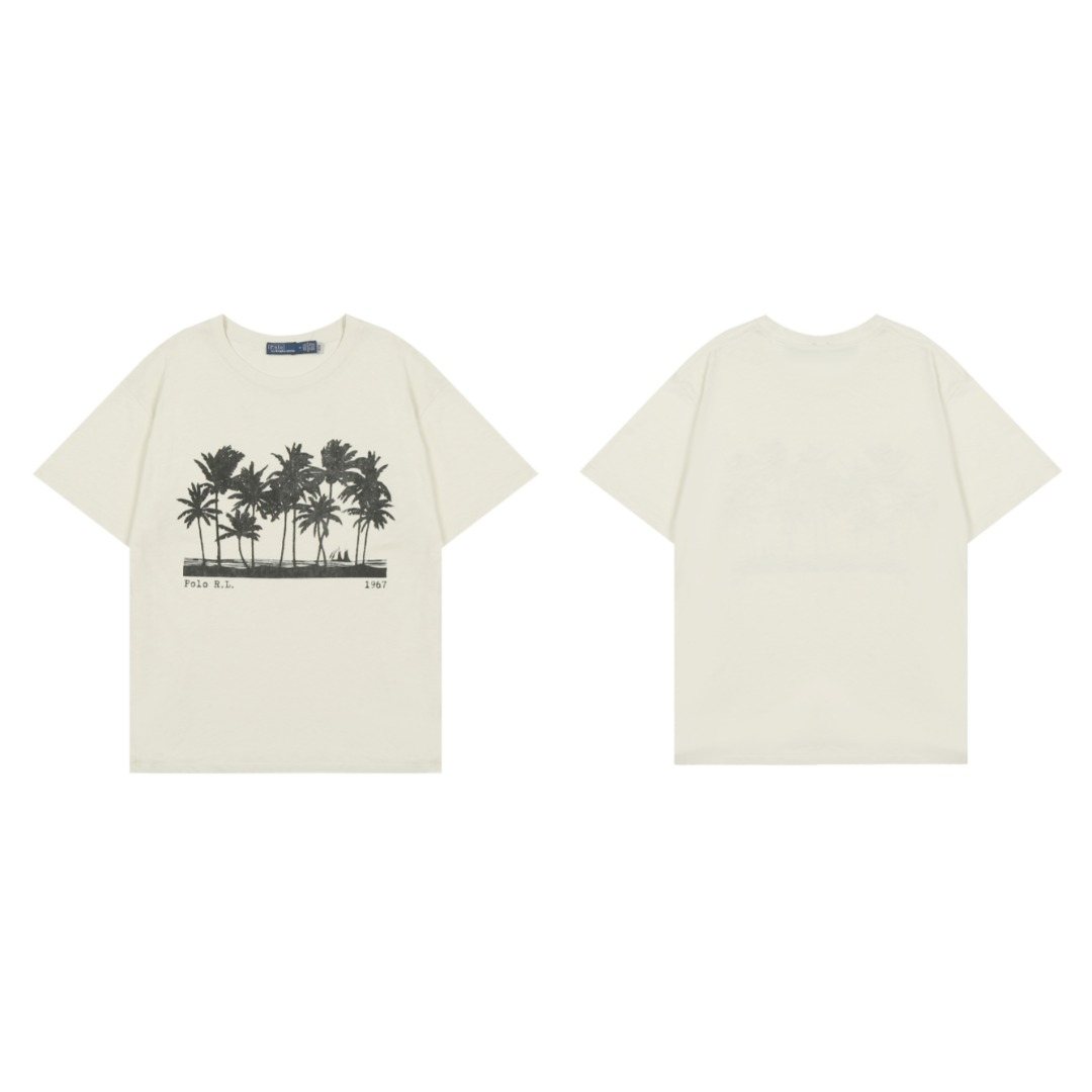 Test2-Ralph Lauren Palm Tree Slub Cotton T-Shirt — front