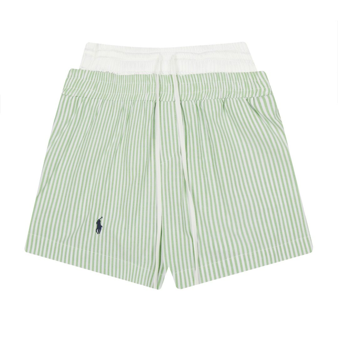 Test2-Ralph Lauren Striped Double-Waist Shorts — front