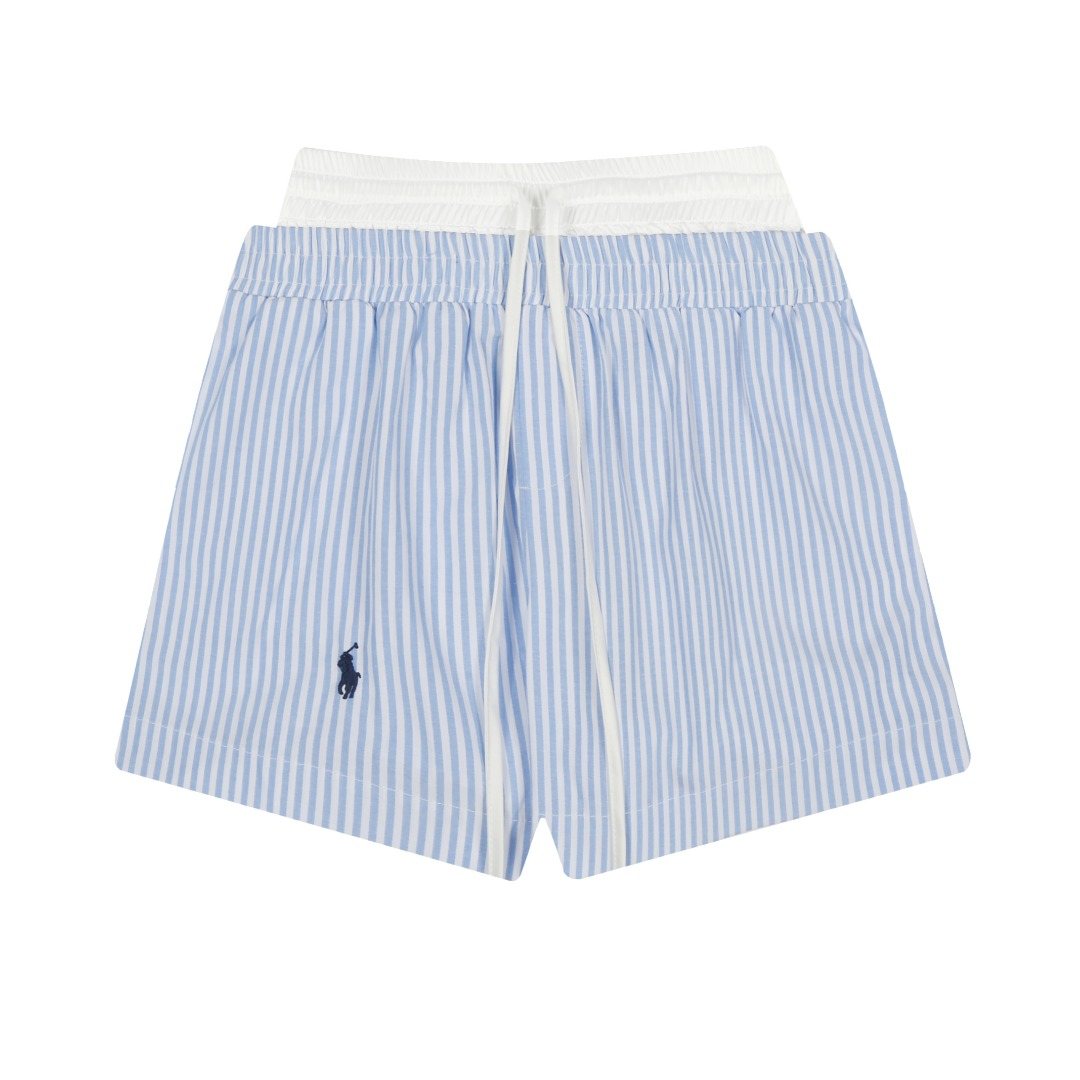Test2-Ralph Lauren Striped Double-Waist Shorts — front