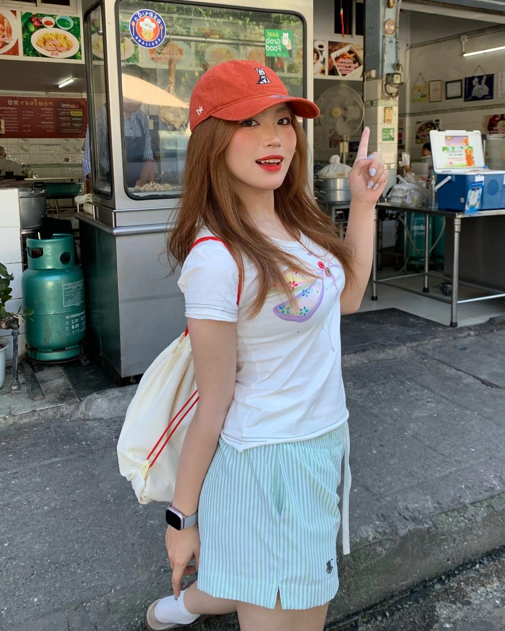Test2-Ralph Lauren Striped Double-Waist Shorts — model