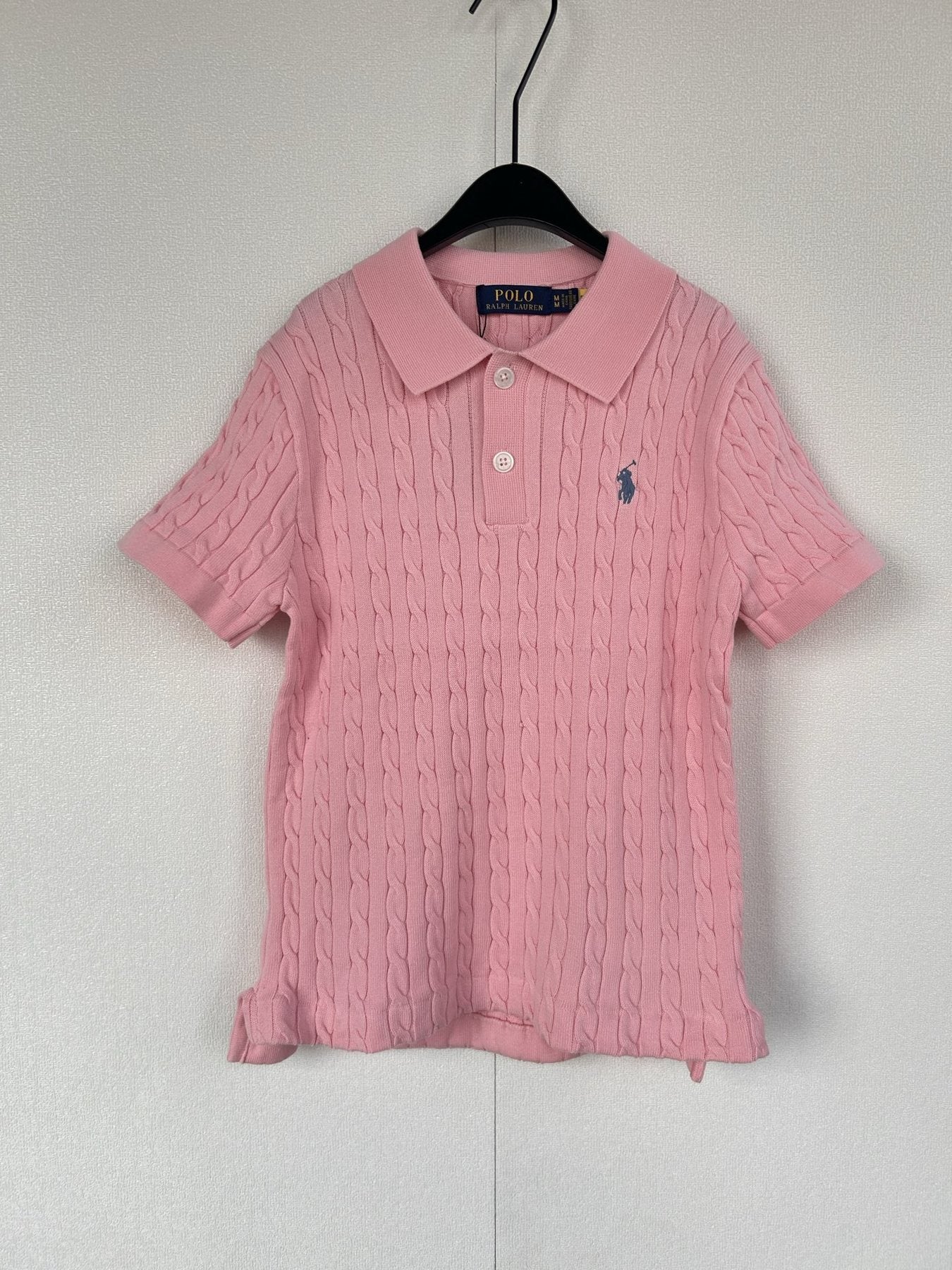 Test2-Ralph Lauren Women's Cable-Knit Short-Sleeve Polo Shirt — front