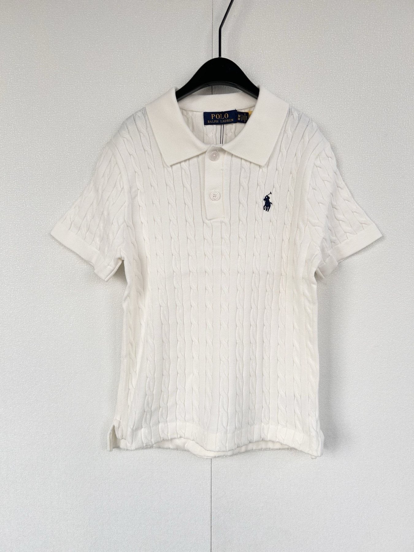 Test2-Ralph Lauren Women's Cable-Knit Short-Sleeve Polo Shirt — front