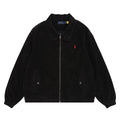 Test2-Ralph Lauren Black Cotton Embroidered Emblem Zip-Front Jacket — front