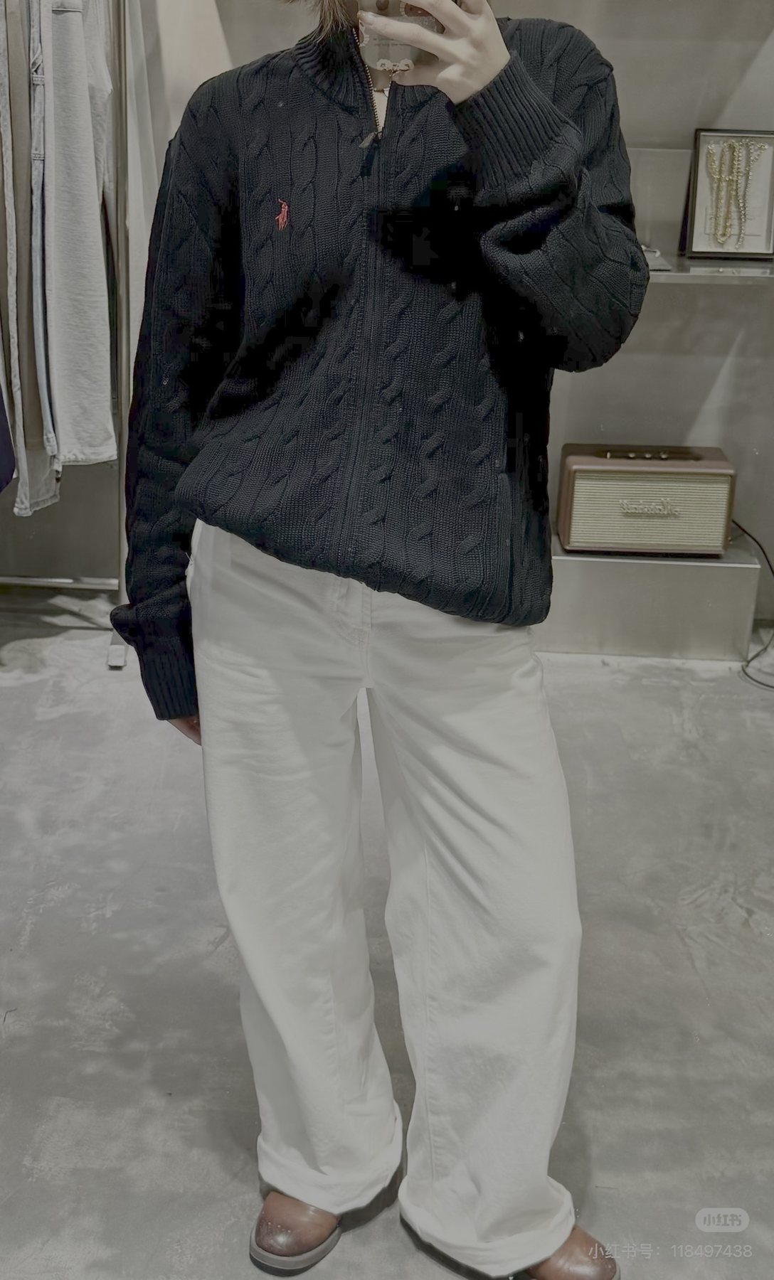 Test2-Ralph Lauren Full-Zip Cable-Knit Sweater — model