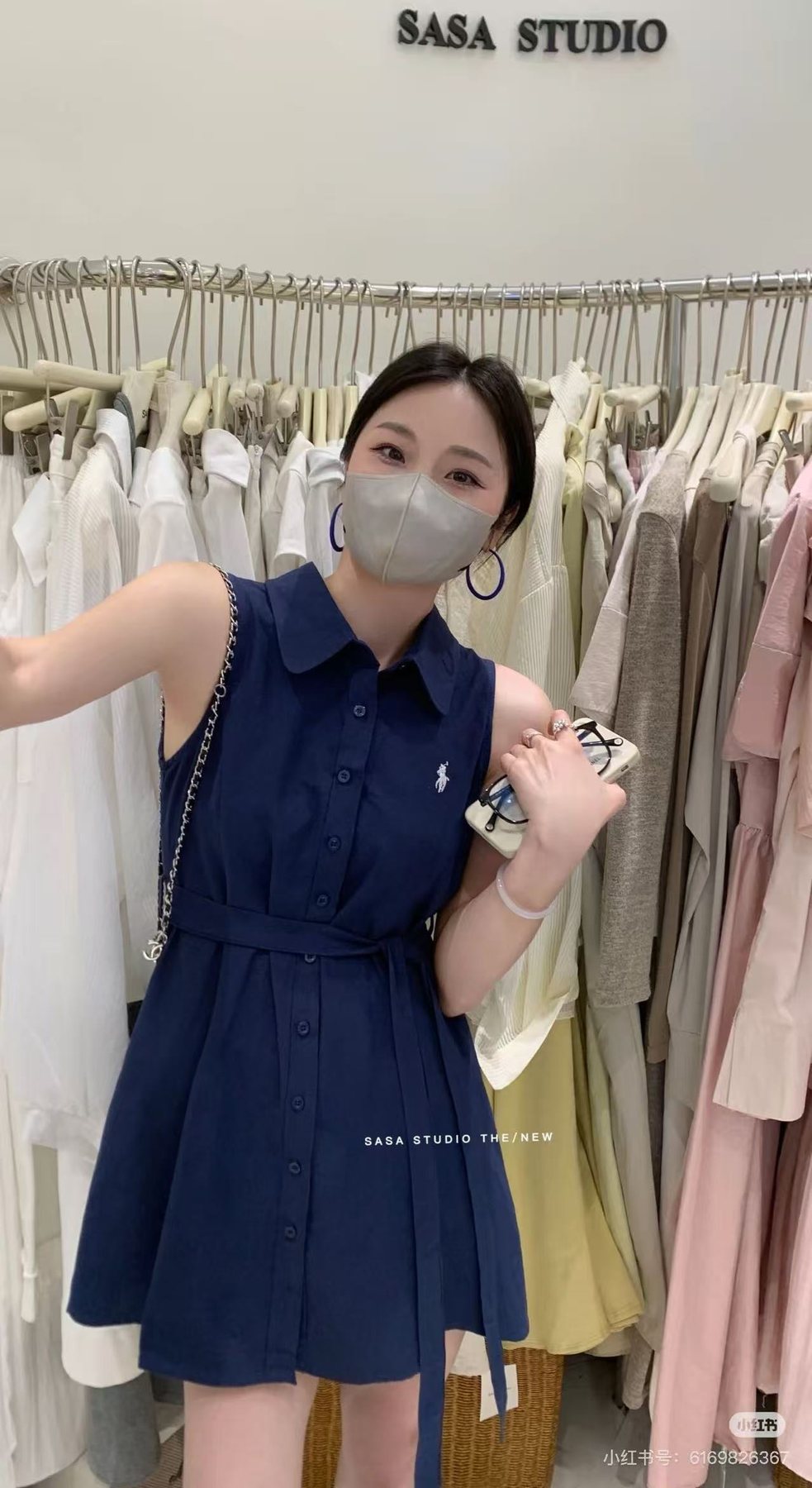 Test2-Ralph Lauren Belted Sleeveless Shirt Dress — model