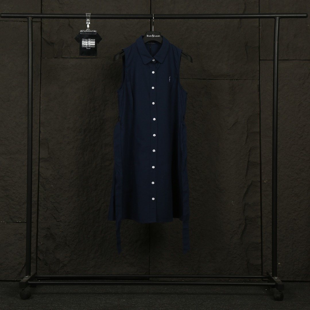 Test2-Ralph Lauren Belted Sleeveless Shirt Dress — front
