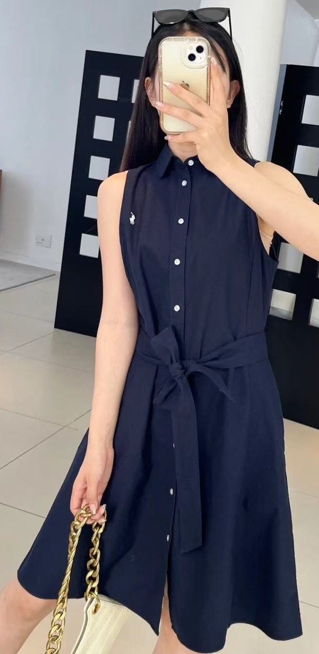 Test2-Ralph Lauren Belted Sleeveless Shirt Dress — hero